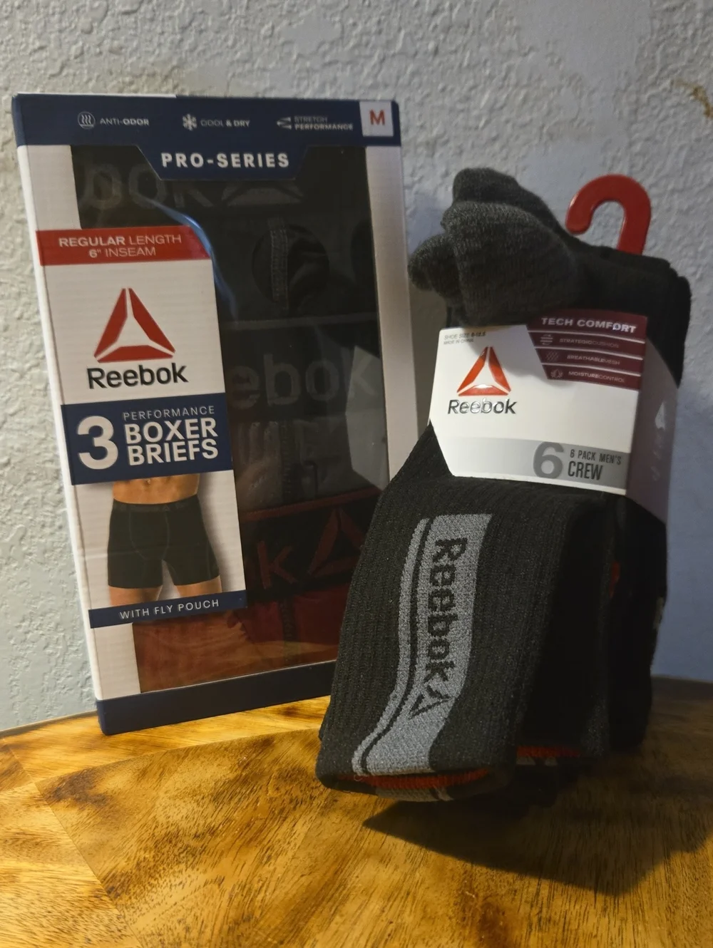 Men's Reebok Boxer Briefs (Medium) And Crew Socks Bundle (6-12.5)